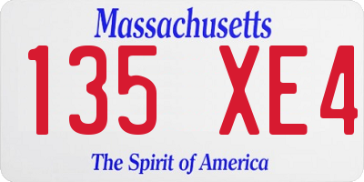 MA license plate 135XE4
