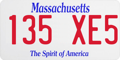 MA license plate 135XE5