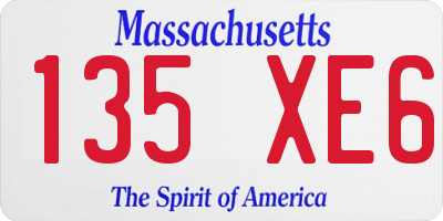 MA license plate 135XE6