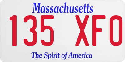 MA license plate 135XF0