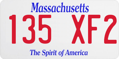 MA license plate 135XF2