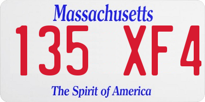 MA license plate 135XF4