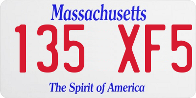 MA license plate 135XF5