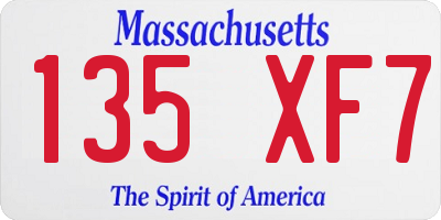 MA license plate 135XF7