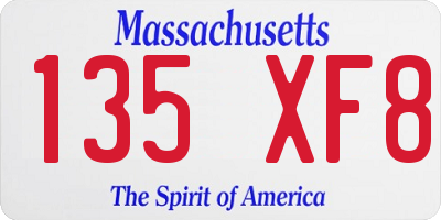 MA license plate 135XF8