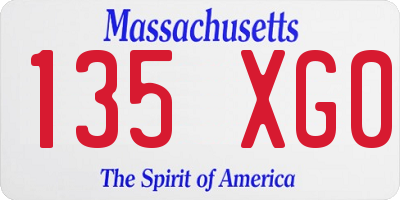 MA license plate 135XG0