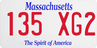 MA license plate 135XG2