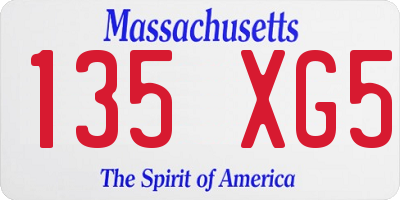 MA license plate 135XG5