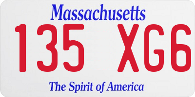 MA license plate 135XG6