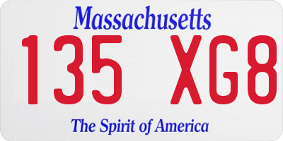 MA license plate 135XG8