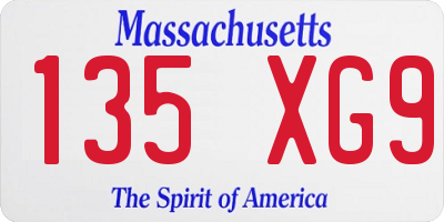 MA license plate 135XG9