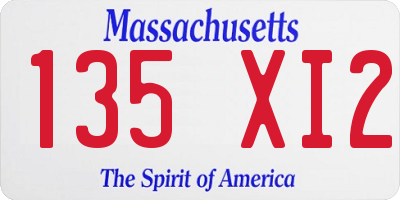 MA license plate 135XI2