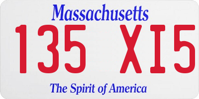 MA license plate 135XI5