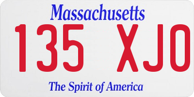 MA license plate 135XJ0