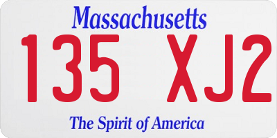 MA license plate 135XJ2