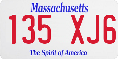 MA license plate 135XJ6