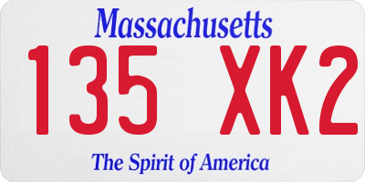 MA license plate 135XK2