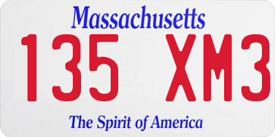 MA license plate 135XM3