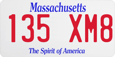 MA license plate 135XM8