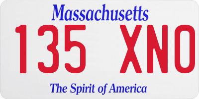 MA license plate 135XN0
