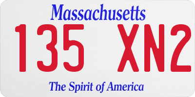 MA license plate 135XN2