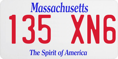 MA license plate 135XN6