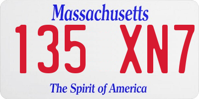 MA license plate 135XN7