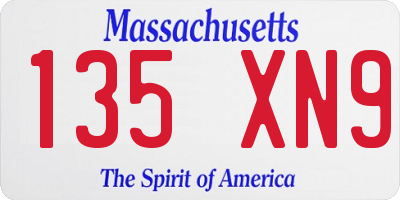 MA license plate 135XN9