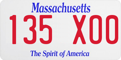 MA license plate 135XO0