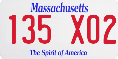 MA license plate 135XO2