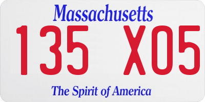MA license plate 135XO5