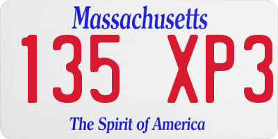 MA license plate 135XP3