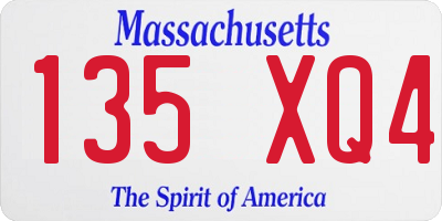 MA license plate 135XQ4
