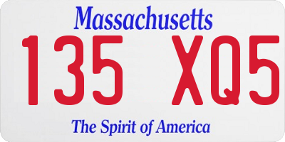 MA license plate 135XQ5