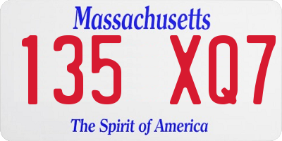 MA license plate 135XQ7