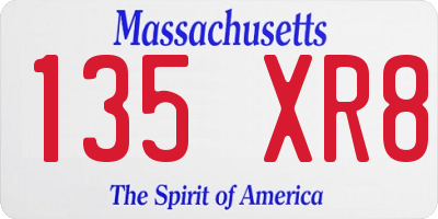 MA license plate 135XR8