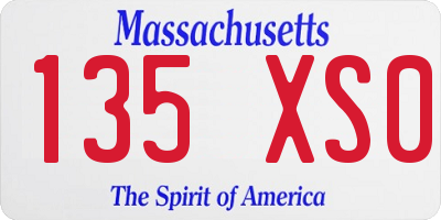 MA license plate 135XS0