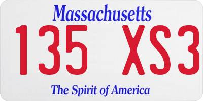 MA license plate 135XS3