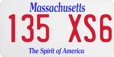 MA license plate 135XS6