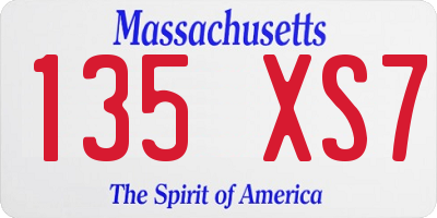 MA license plate 135XS7