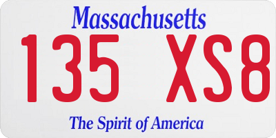 MA license plate 135XS8