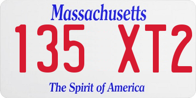 MA license plate 135XT2