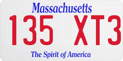 MA license plate 135XT3