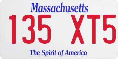 MA license plate 135XT5