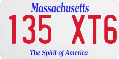 MA license plate 135XT6