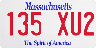 MA license plate 135XU2