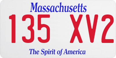 MA license plate 135XV2