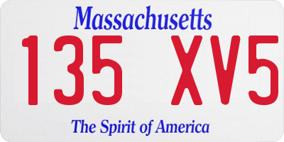 MA license plate 135XV5