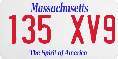 MA license plate 135XV9