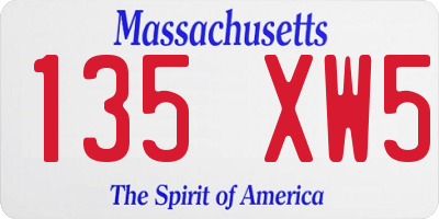 MA license plate 135XW5